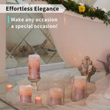 Pink Glitter Led Candles With Remote And Timer, 4 Pillars And 4 Votives Pack Of 8, Real Wax Flameless Flickering Candles For Home Décor, Battery Included