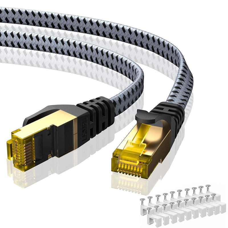 Cat 8 Ethernet Cable 40 Ft, Nylon Braided High Speed Cat8 Network Lan Patch Co