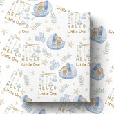 Bunny Baby Shower Wrapping Paper Roll For Girl Boy, Hello Little One Design Gift Wrap Paper, Cute Rabbit Gift Packing Paper Art Paper For Baby Shower Newborn Birthday Party, 17Inch X 16.5Feet