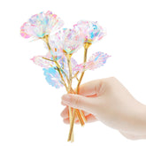 18 Pcs Galaxy Rose Colorful Rainbow Artificial Flowers Crystal Flower Best Gifts For Mother'S Day Thanksgiving Valentine'S Day Girl'S Birthday Party