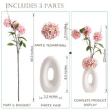 Fake Flower Bouquet And Vase Set, Faux Flower Arrangement For Decorating Living Room And Offices, Realistic Artificial Flowers Made Of Silk & Plastic, Floral Decoration With Pink Blossoms