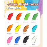 Washable Finger Paint Set, 12 Colors Toddler Paint Set(16.9 Oz), Non-Toxic Paint For Hand And Feet, Mess Free Finger Painting Art Supplies For Kids, Preschool Learning Gifts, Tempera Paint In Bulk For Art, Craft, Diy