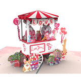 3D Sweet Love Pop Up Card With Notecard – Romantic Valentine Anniversary Market Cart – Thinking Of You Gift For Wife Husband Girlfriend Boyfriend – Alternative To Flowers – 5 X 7 Inch