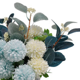 Artificial Flowers With Vase, Faux Flower Arrangement With Eucalyptus Leaves, Silk Hydrangea Table Centerpiece For Home Office Kitchen, Dining Room & Coffee Table Decor