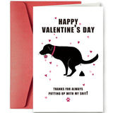 Dog Valentine’S Day Card, Rude Valentines Day Card For Him, Happy Valentine’S Day Card Gift For Dog Lover, Thanks For Always Putting Up With My Shit