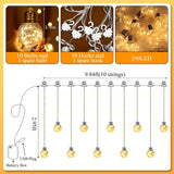 240 Led Christmas Wishing Ball Curtain Lights, Curtain Fairy Lights With Remote, Usb & Battery Powered Globe Hanging Str