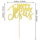 1 Pcs Happy Birthday Jesus Cake Topper Assembled Glitter Jesus Birthday Cake Pick Merry Christmas Cake Decorations For Nativity Scene Christmas Birthday Party Supplies Gold