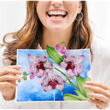 Birthday Cards, Mothers Day Pop Up Card, Beautiful 3D Orchid Pop Up Flowers, Light Up Mothers Day Flowers Card For Mom, Wife, Niece, Daughter, Sister, Includes Envelope And Message Note