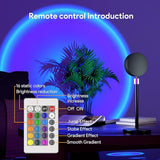 Sunset Lamp Projection LED Light with Remote Multicolor 360° Rainbow Night Light
