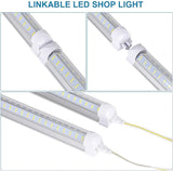10 Pack 8FT LED Shop Light Fixtures 120W 19000LM 6000K V Shape Linkable Garage Lights