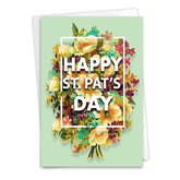 St. Patrick'S Day Greeting Card With 5 X 7 Inch Envelope (1 Card) Flowers For St. Pat'S C3532Spg