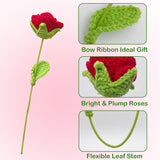 Crochet Flowers, Handmade Knitted Rose Bouquet For Woman, Perfect For Birthday, Valentine'S, Mother'S Day, Thanksgiving Day, Christmas, Anniversary, Wedding Decor (Red)