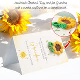 Crochet Sunflower Greetings Mothers Day Card For Grandma, Handmade Cute Knitting Crochet Greeting Cards, Mothers Day Gifts For Her, Unique Knitted Flowers Card Gifts For Mother'S Day And Birthdays