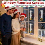 Christmas Window Candles, 6Pcs Christmas Flameless Taper Candles Battery Operated With Remote & Timer, Candlestick, Suction Cups For Christma/Home/Wedding