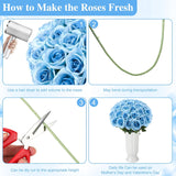 80 Pcs Roses Artificial Flowers, Silk Light Sky Blue Artificial Flowers Petals Long Stem Roses For Wedding Bouquet Home Party Decor