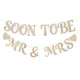 Wedding Shower Banner, Soon to Be Mr & Mrs Sign Banner for Bridal Shower Decorations Gold Glitter Wedding Decorations for Home Party Engagement Bridal Bachelorette Party