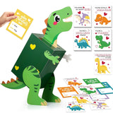 Dinosaur Valentines Day Box And Cards For Kids Classroom School Exchange, Valentines Gift Party Favors For Boys Girls - 1 Diy Box, 32 Valentine Cards, 1 Teacher Card