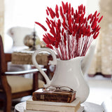 120Pcs Dried Bunny Tails Flowers Red Lagurus Ovatus Tail Dried Flowers Pampas Grass Natural Dried Floral Arrangement For Boho Decor Home Wedding Diy Farmhouse Table Christmas Halloween (17")