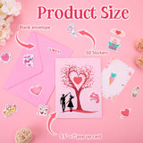 3D Pop Up Anniversary Card With 50 Stickers, Romantic Valentines Day Card,Engagement Gifts For Couples,Husband,Wife