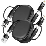 2 Pack 5 in 1 Retractable Multi Charging Cable 65W USB C Fast Charger Cord for iPhone 17 16 15 Samsung S25 S24 iPad