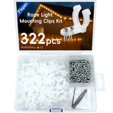 100Pcs 1/2 Inch Led Rope Outdoor Light Mounting Clips For Outside Led Light Hangers With 220Pcs Screws For Wedding Patio Christmas Party, Includes Drill & Ph1 Bit