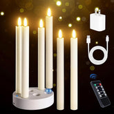 Rechargeable Flameless Taper Candles, 6 Pcs Real Wax Rechargeable Led Candles Flickering With Remote Timer And Charging Base, Battery Operated Candlesticks For Christmas Wedding Party Home Decor