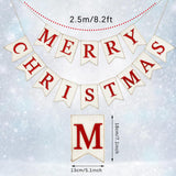 Christmas Burlap Banner Felt Merry Christmas Banner Pre-Assembled White Red Xmas Bunting Garland Celebration Hanging Decorations For Christmas Party Supplies Home Decoration