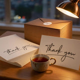 100 Thank You Cards 4X6 Inch, With 100 Kraft Envelopes And 120 Stickers, Thank You Notes Set Bulk,Brown Paper Envelopes,Minimalistic Design For Baby Shower Bridal Shower Business Wedding Graduation