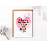 It Takes A Long Time To Grow An Old Friend Card. Friendship Card. Bff Valentines Day Card - Happy Valentines Day Card - Heart Card