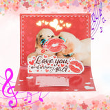 3D Musical Pop Up Anniversary Card With Shake Kiss Puppies, Heart Shaped Flashing Light And Music. Romantic "I Love You" Card For Husband, Wife, Men, And Women. Perfect For Valentine'S Day, Birthday.