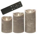 Real Wax Battery Operated Flameless Pillar Candles With Remote And Timer Realistic Flickering Electric Tall Led Lights For Wedding Dinner Party Christmas Centerpiece Fireplace Decor 3 Pack Gray