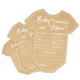 50Pcs Baby Advice Cards, Onesie Baby Shower Predictions And Advice Cards For Parents To Be, Wishes Card For New Parents, Gender Reveal Girls Boys Game Party Decorations(5.2X6In, Kraft, White)