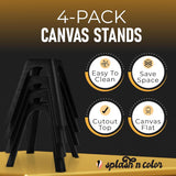 Splashncolor 4 Pack Canvas Stand - For Acrylic Pouring Masters Ready To Pour Acrylic Paint, Riser Up To Medium Canvas For Painting, Pour Painting Stand For Cups And Painting Supplies (Black, 3 Inches)