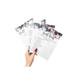 Navy And Burgundy Floral Bridal Shower Bachelorette Games - He Said She Said, Find The Guest Quest, Would She Rather, What'S In Your Phone - 25 - Printed Front And Back