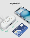 Mini Surge Protector Power Strip 2 Outlets 4 USB Ports 1 USB C 5FT Extension Cord White