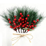 10 Pcs Christmas Berry Pine Picks, 12 Inch Artificial Red Berries Pine Branches Holly Pine Stems For Xmas Diy Craft Floral Holiday Decor