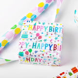 Birthday Wrapping Paper, 3 Mini Rolls, 17 Inch X 9.8 Feet, Decorative Happy Gift, Presents And Balloons Design Wrapping Paper For Birthday, Gift Packaging, Holiday, Party, Baby Shower