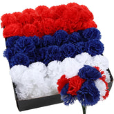 180 Pcs Red Blue White Carnations Artificial Memorial Flowers With 6" Stem Patriotic Fake Silk Carnation Bulk For Cemetery Veterans Day 4Th Of July Decoration Wreaths Diy Crafts