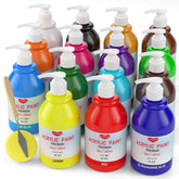 15 Colors Large Bulk Acrylic Paint Set (10 Oz,300 Ml) Art Painting Supplies For Multi Surface Canvas Wood Leather Fabric Rock Craft, Non Toxic Paint For Kid & Adult With Pump, Color Wheel