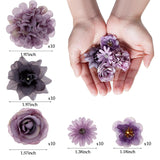 50Pcs Faux Artificial Flower Heads Small Flower Heads For Birthday Wedding Baby Shower Cake Decoration Diy Craft(Purple)