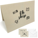 Gift Card, Fun Surprise Greeting Card, Oh Ship! You'Re Going On A Cruise, Ideal For Vacation Announcement, Bon Voyage Gift, 2-Pack