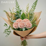 Artificial Roses Flowers 16Pcs Real Touch Roses With Stem Foam Fake Roses For Diy Wedding Bouquets Centerpieces Arrangement Party Baby Shower Home Decorations (Pink Champagne)