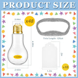 Tessco 48 Pcs 150Ml Plastic Light Bulb Jars With Card And String Fillable Plastic Light Bulb Candy Jars Ornaments For Party Favors Crafts Gifts Drink Glass(Gold Lid)