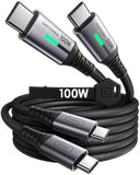 2 Pack USB C to USB C Cable 6.6FT 100W Braided Fast Charging Cord for iPhone 16 15 Samsung Galaxy MacBook iPad