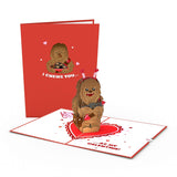 Valentines Day Card For Her, Him - 3D Star Wars Greeting Pop-Up Cards - Chewbacca I Chews You - 5" X 7" - Blank Notecard & Envelope Included