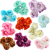 100Pcs 3/5 Inch Assorted Colors Mini Paper Flowers Artificial Paper Flowers For Crafts And Decoration 10 Colors