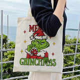 Christmas Canvas Tote Bag For Women - Aesthetic Merry Christmas Tote Bag For Shopping, Grocery, Beach, Gifts