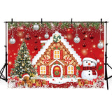 10X7Ft Christmas Gingerbread House Backdrop For Photography Winter Merry Xmas Tree Snowman Santa Party Decorations Supplies Baby Shower Birthday Banner Photography Background Photo Booth Props