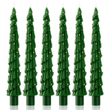 Green Christmas Tree Shaped Taper Candles 10 Inch Unscented Christmas Tree Candles Decorative Aesthetic Xmas Relaxation Gifts For Centerpiece Decorations(6 Pcs,Stylish)