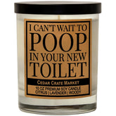 Funny Housewarming Candle – “I Can’T Wait To Poop”,Citrus Lavender Woody Scented Soy Candle, Hilarious New Home Gift, Bathroom Décor, Or Gag Gift For Friends, Hand Poured In Usa